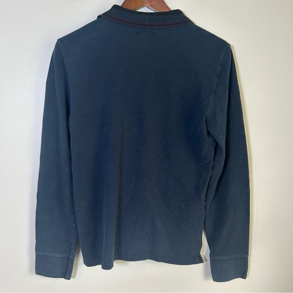Burberry London Long Sleeve Polo Shirt Navy Blue Size Medium - Picture 2 of 4